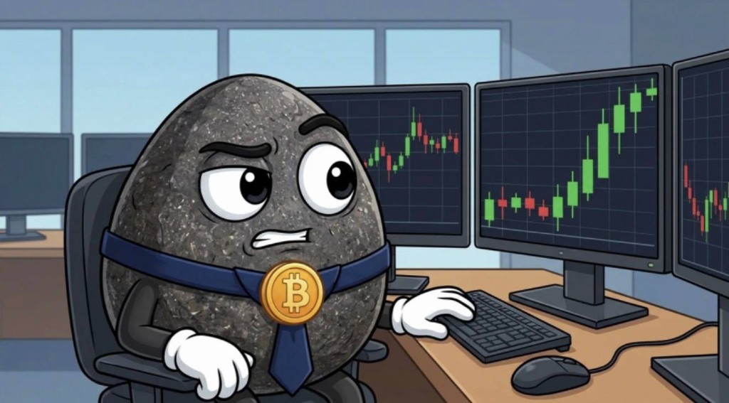 The rock at a desk staring at two monitors of candlestick charts